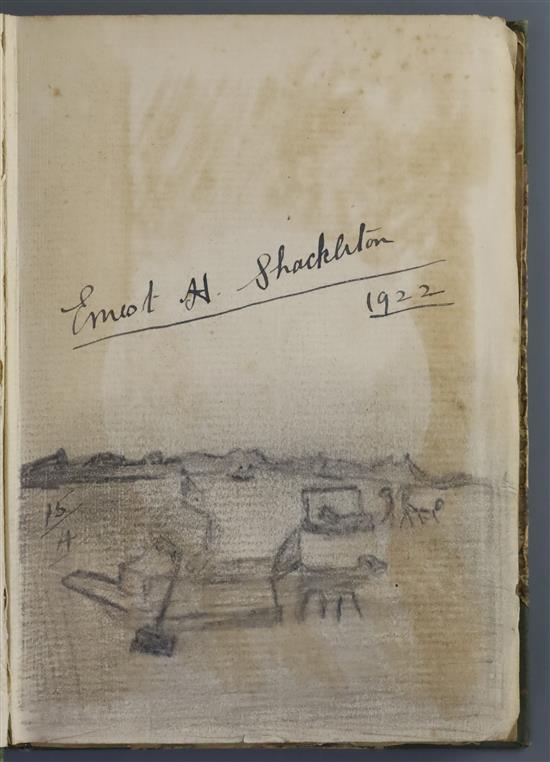 Ernest H Shackleton, two signed books with pencil sketches of polar bears